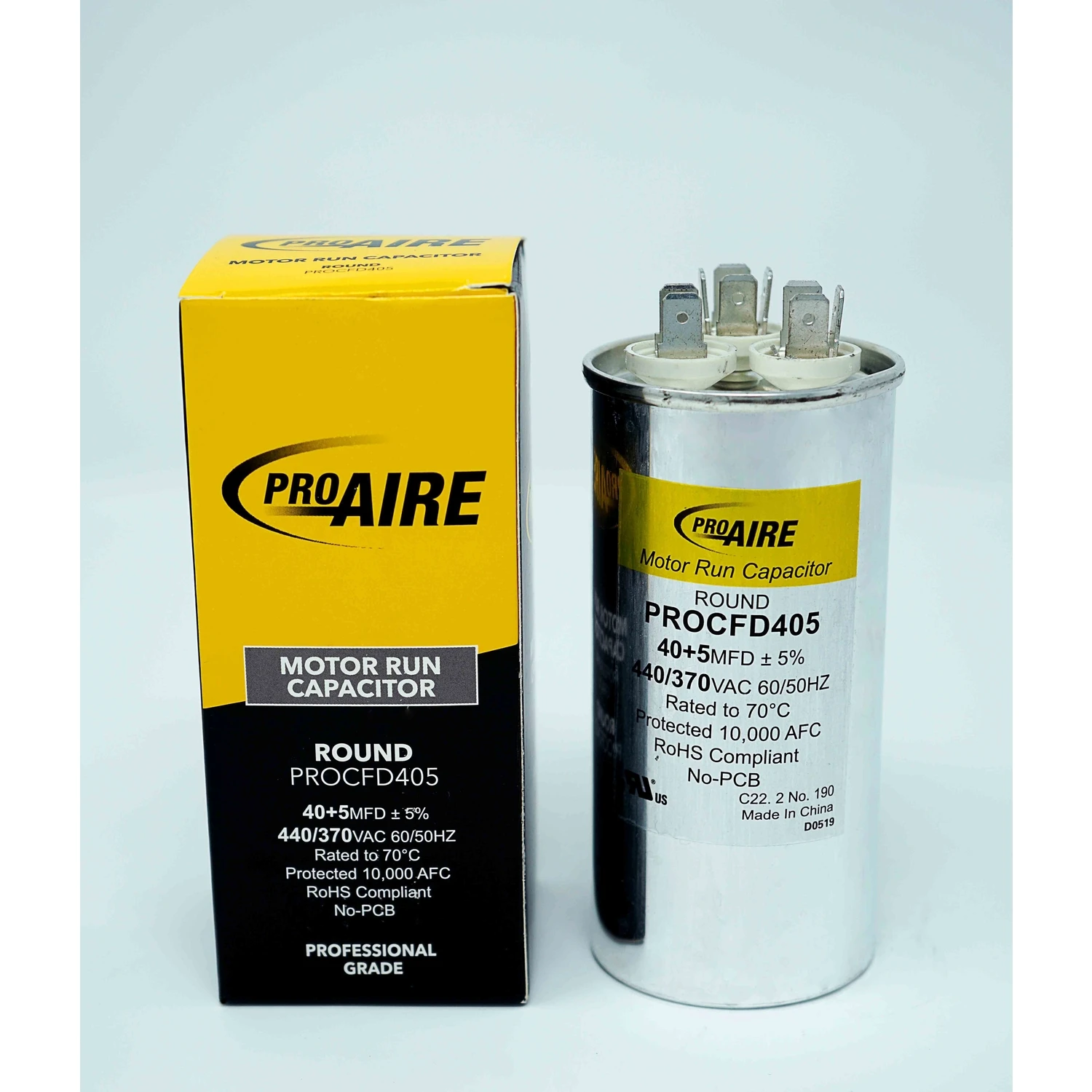 Perfect Aire Proaire 40+5 Mfd 370v Round Run Capacitor, Model Procfd405, 1 Pk