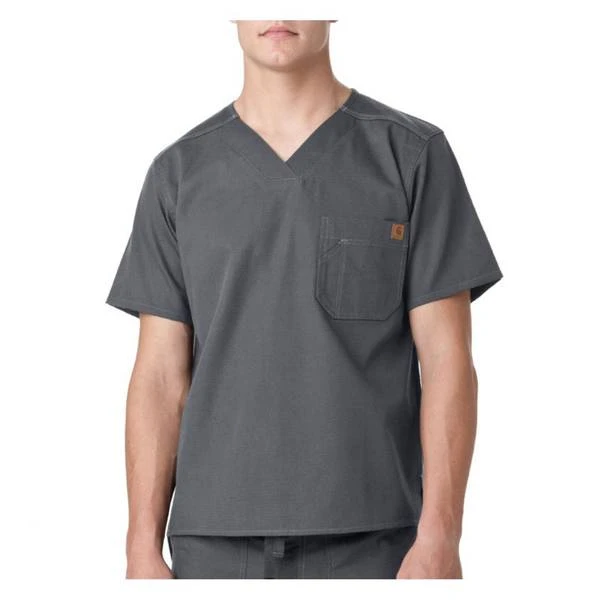 Men's Solid Ripstop Utility Scrub Top, Pewter, Small Size