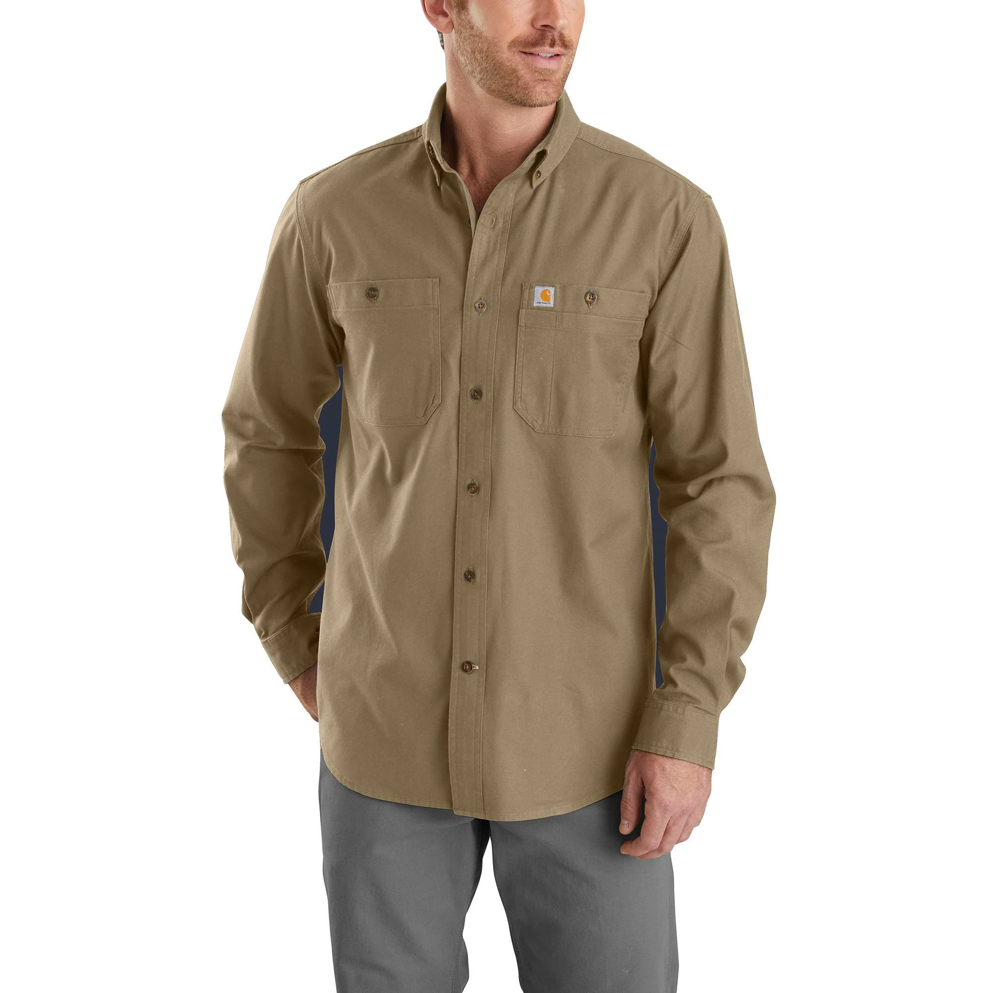 Rugged Flex Relaxed Fit Midweight Canvas Long-sleeve Shirt - Xl Dark Khaki