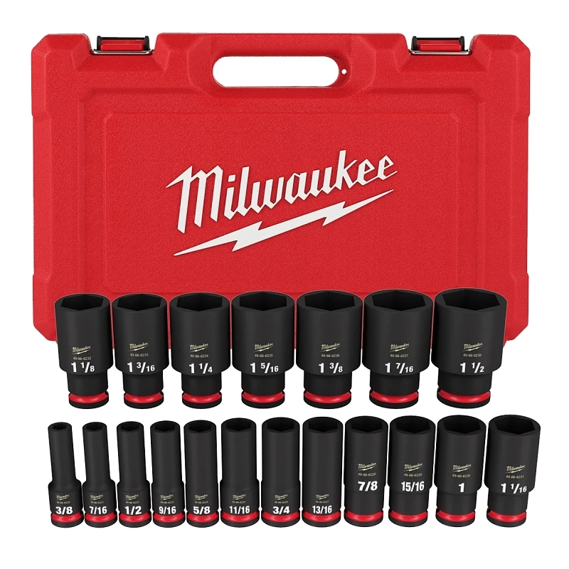 Shockwave 1/2 In. Drive Sae 6 Point Deep Impact Socket Set 19 Piece