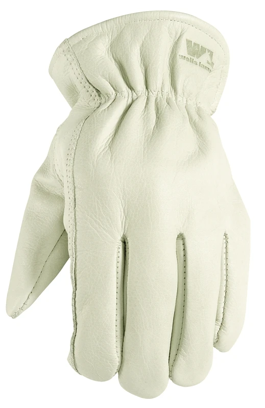 Men's Driver Work Gloves Ivory Cowhide Leather Size Large