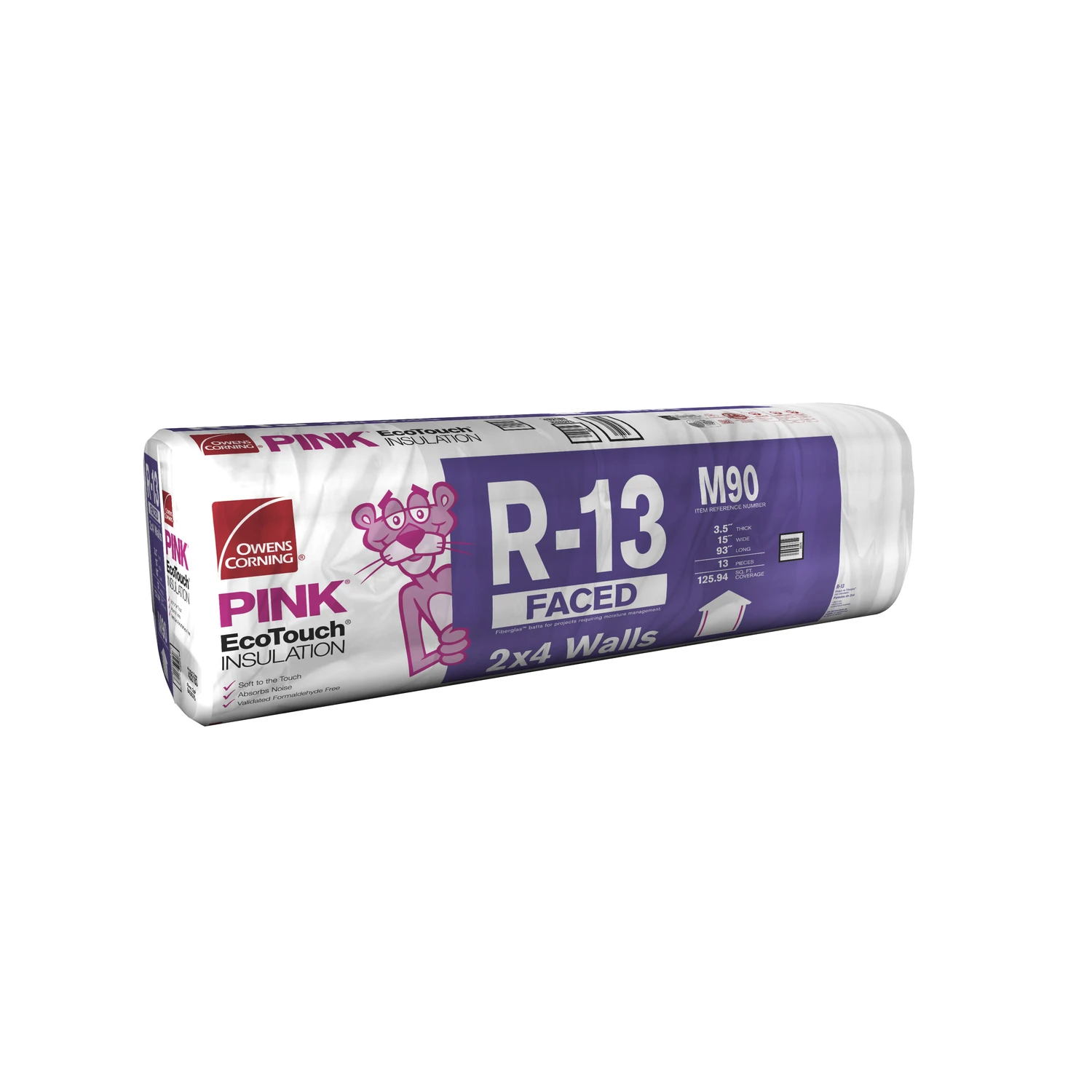 Owens Corning EcoTouch 15 in. W x 93 in. L 13 Fiberglass Insulation 125.94 sq. ft. Owens Corning EcoTouch 15 in. W x 93 in. L 13 Fiberglass Insulation 125.94 sq. ft.