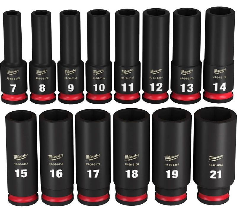 Shockwave 3/8 In. Drive Metric 6 Point Deep Socket Set 14 Pieces
