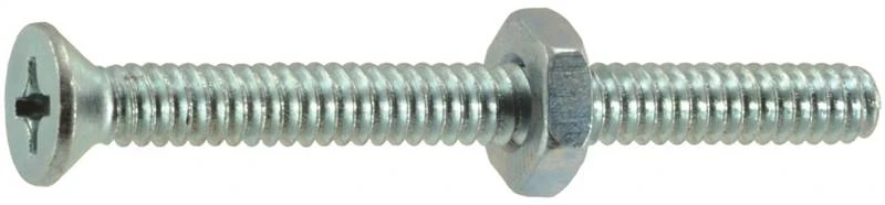 24022 Machine Screw With Nut, #10-24 Thread, Zinc Plated, 2 In.