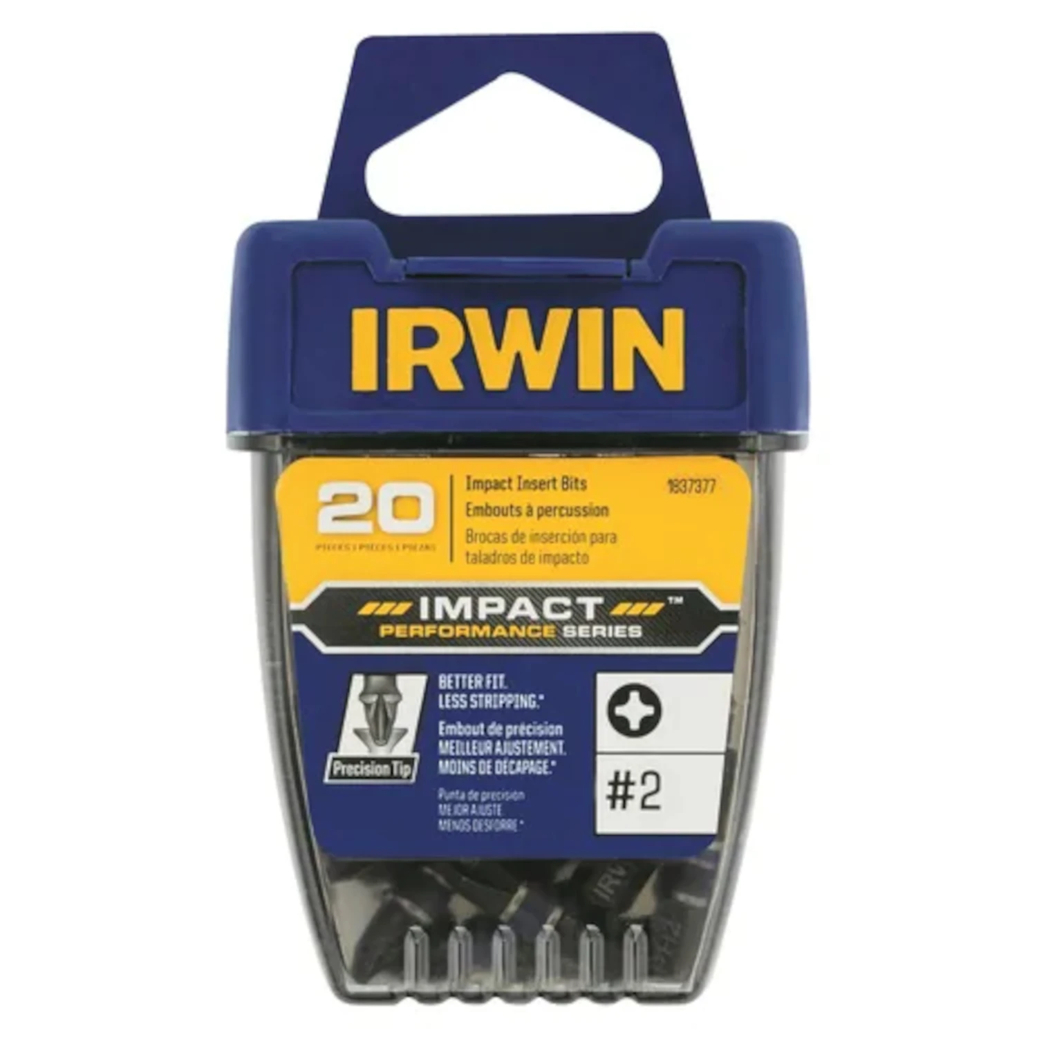 IRWIN 1837377 Power Bit, #2 Drive, Phillips Drive, 1/4 in Shank, Hex Shank, 1 in L, S2 Steel