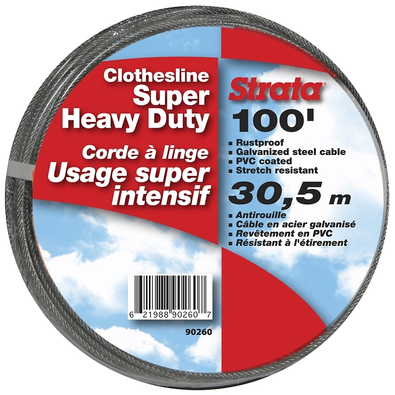 90260 Super Heavy Duty Clear Clothesline, 100 Ft, Pack Of 6