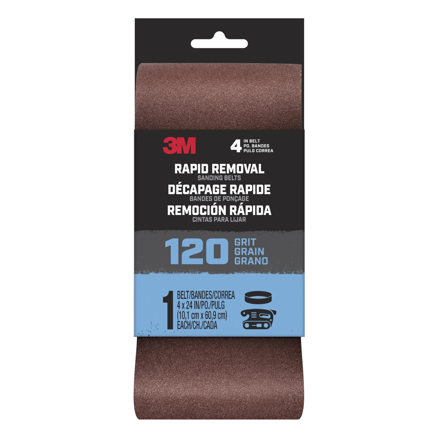 Rapid Removal Power Sanding Belt 120 Grit 4 Inch by 24 Inch