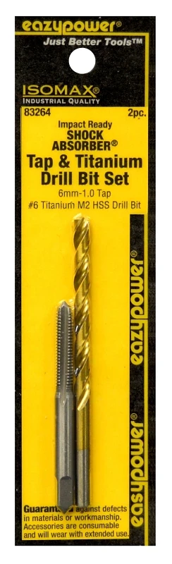 83264 Titanium Coated Drill Bit Set 6mm-1.0 #6 With Shock Absorber