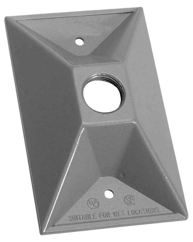 Bwf Rc-1v 1-gang Weatherproof Lampholder Cover, Gray, Rectangular, 4-1/2 In