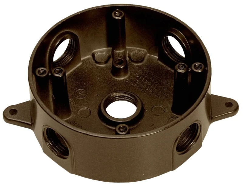 Rb-5av Weatherproof Round Electrical Outlet Box, 5 Knockouts, 16.5 Cu-in