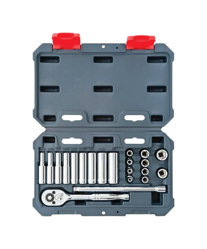 26 Piece Assorted Sizes 1/4 In. Drive Sae 6 Point Socket Wrench Set