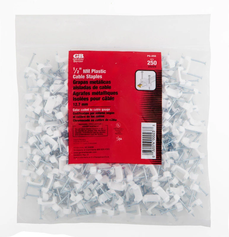 Gardner Bender 1/2 in. W Plastic Insulated Cable Staple 250 pk