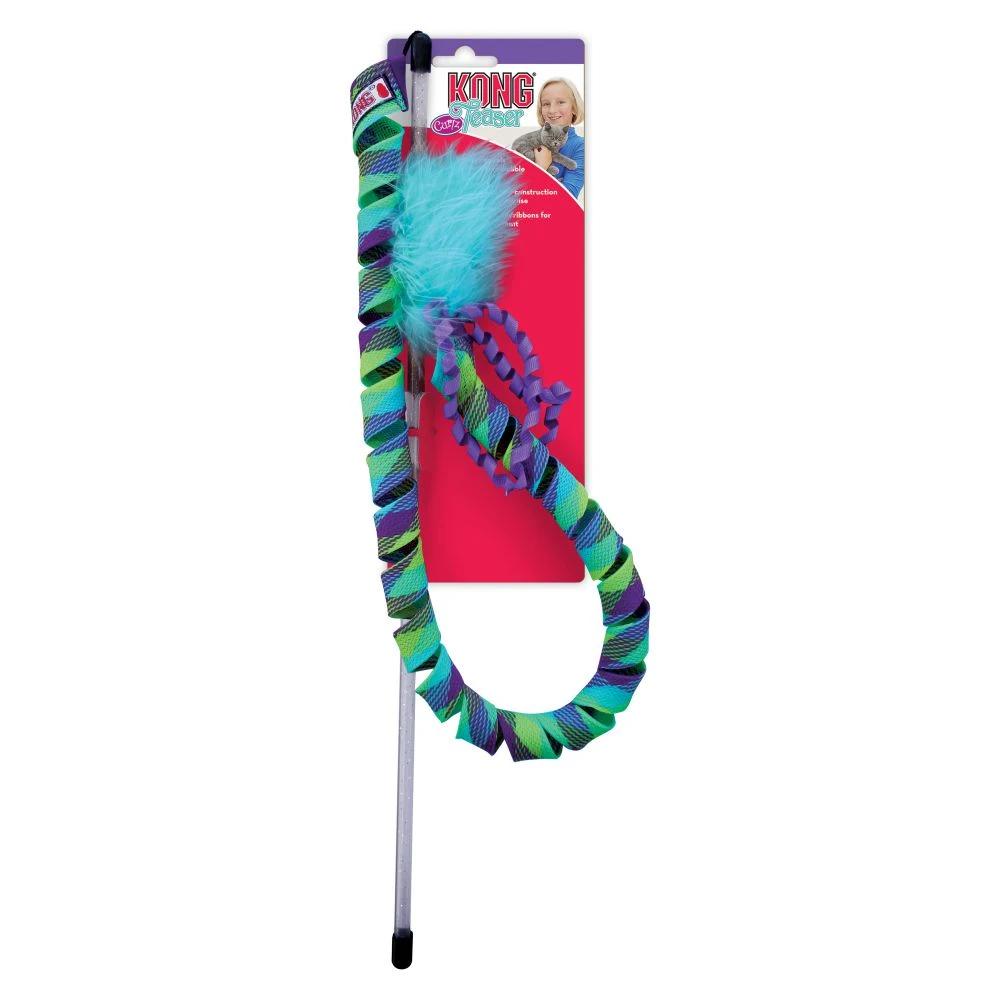 Curlz Teaser Cat Toy With Corkscrew Spring And Boa Feathers, One Size Fits All