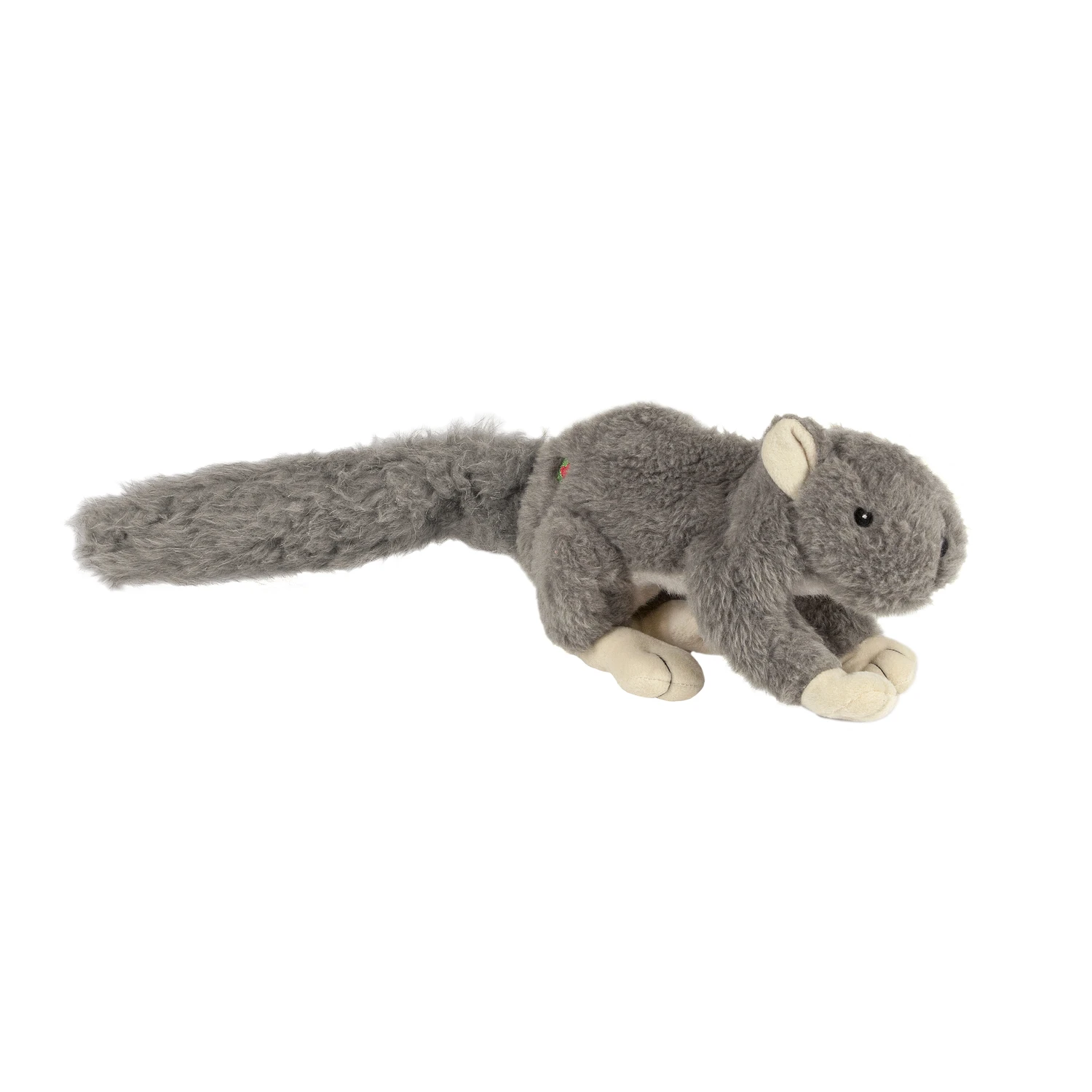 HuggleHounds Gray Big Feller Squirrel Polyester Squeaky Dog Toy Small