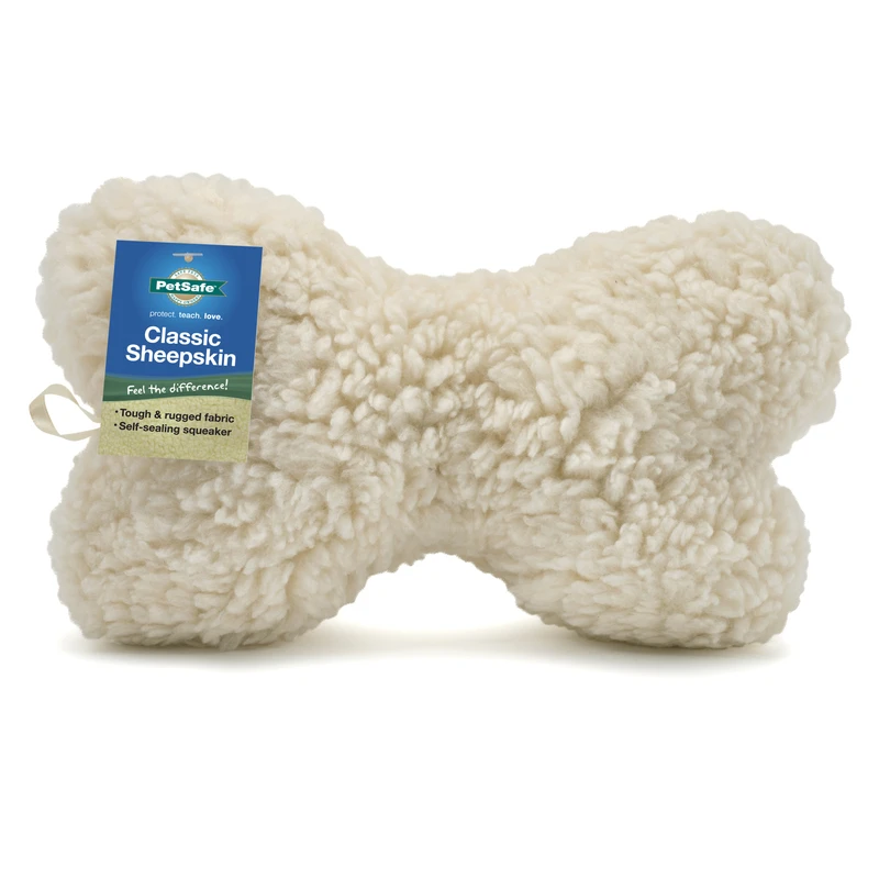 Large Sheepskin Bone Dog Toy - 14.75 H X 8 W X 4 D