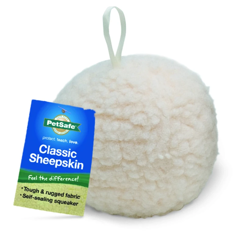 Medium Sheepskin Ball Dog Toy - 7" H X 8" W X 9.5" D - Model Shp-ball-m