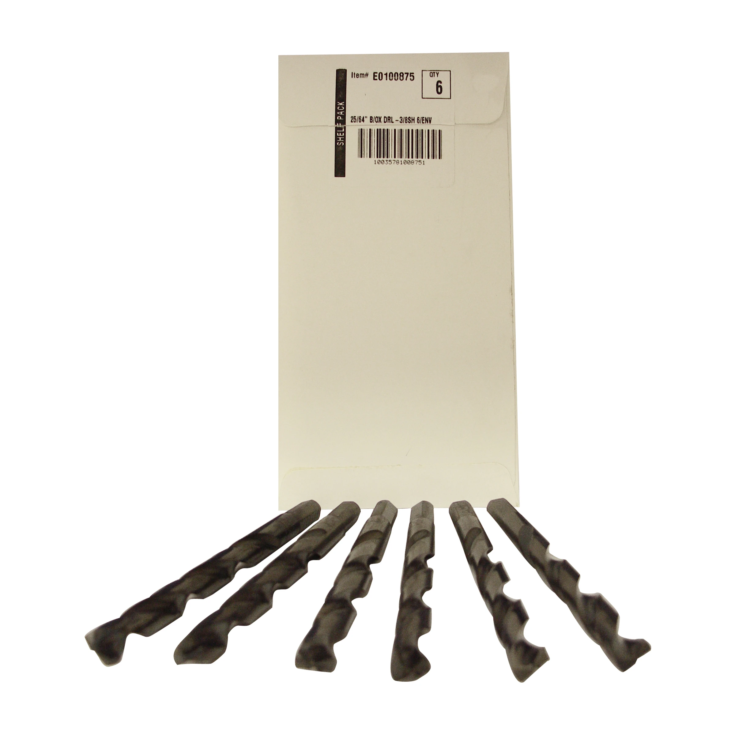 Black Oxide Drill Bit, 25/64 x 5-1/8 In.