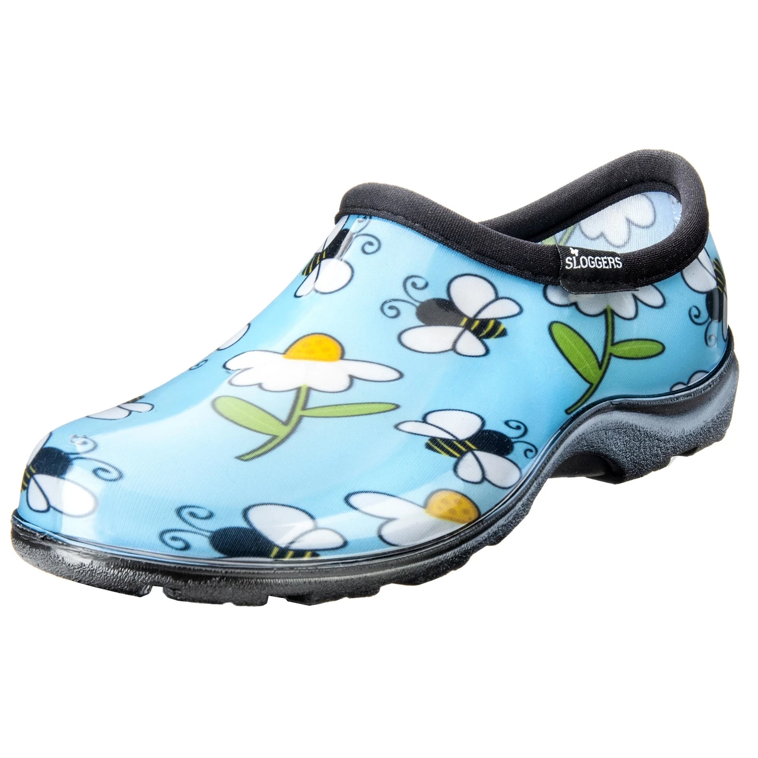 Women's Waterproof Garden Shoes 8 Us Blue Bee Print With Comfort Insoles