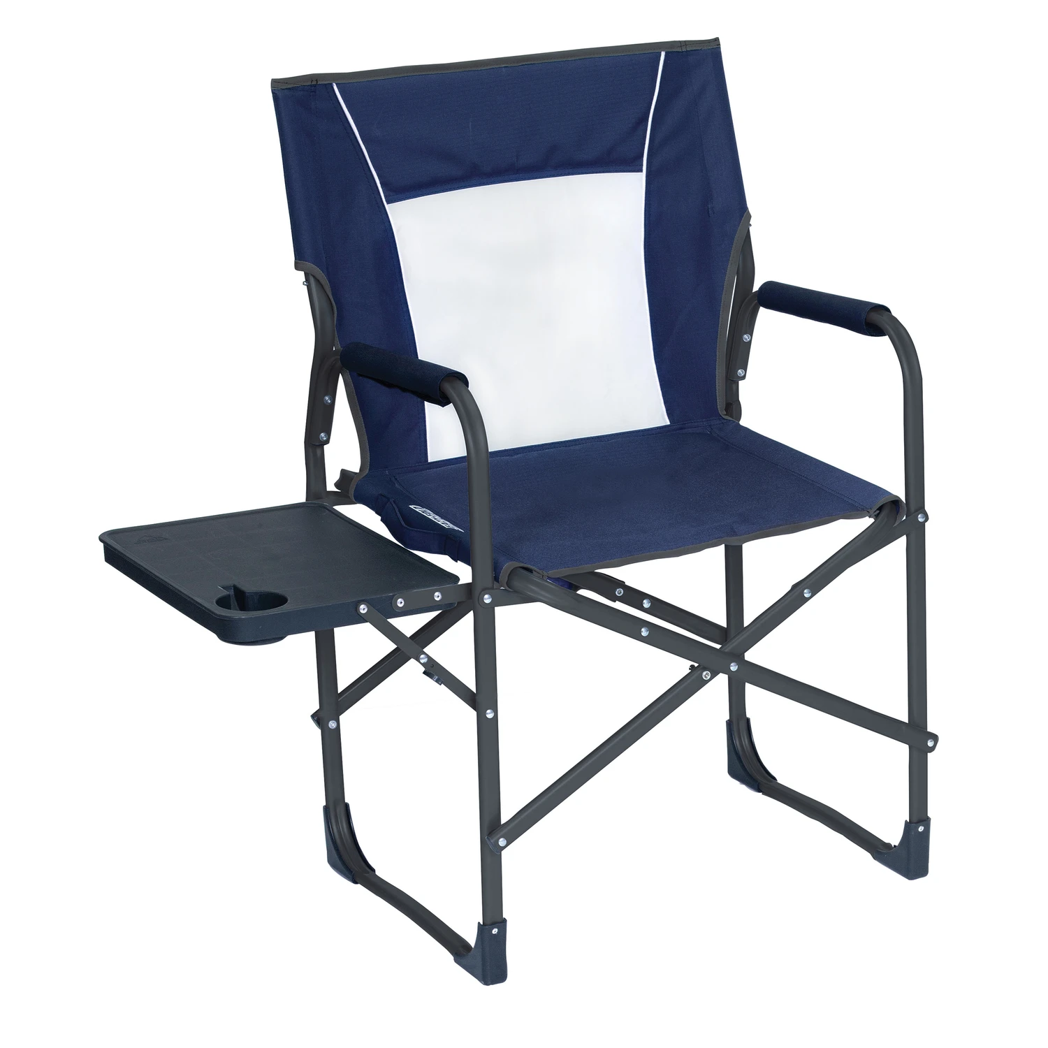 Slim-fold Navy Blue Director's Folding Chair With Cup Holder