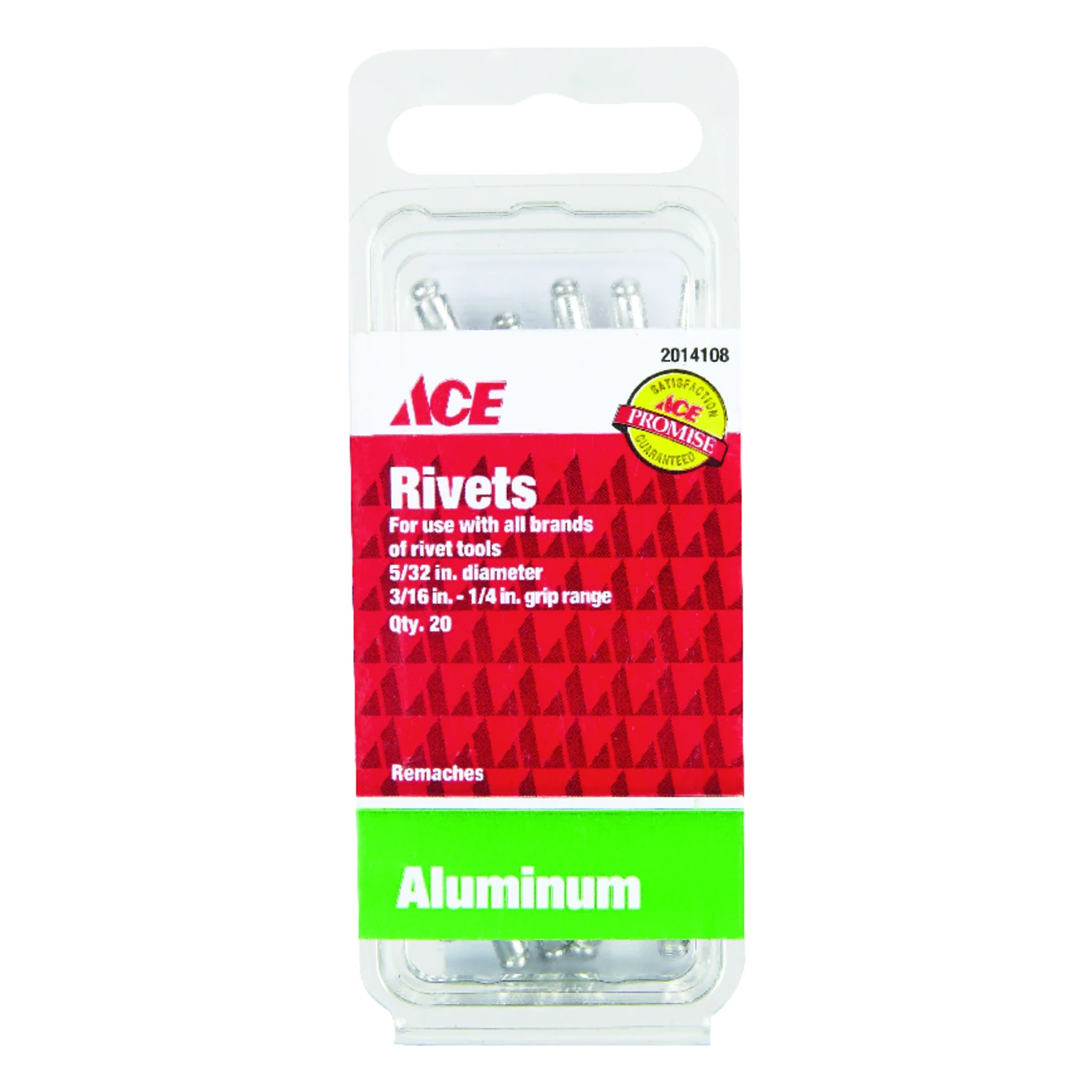 Ace 5/32 in. Dia. x 1/4 in. Aluminum Rivets Silver 20 pk