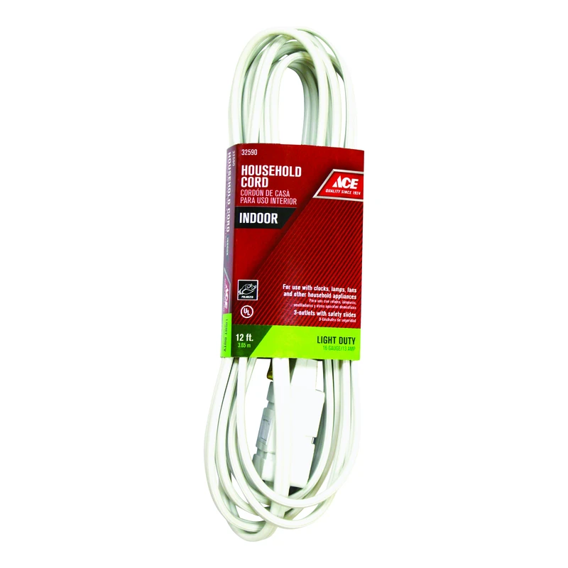 Indoor 12 Ft. L White Extension Cord 16/2 Spt-2 Model In162pt212wh