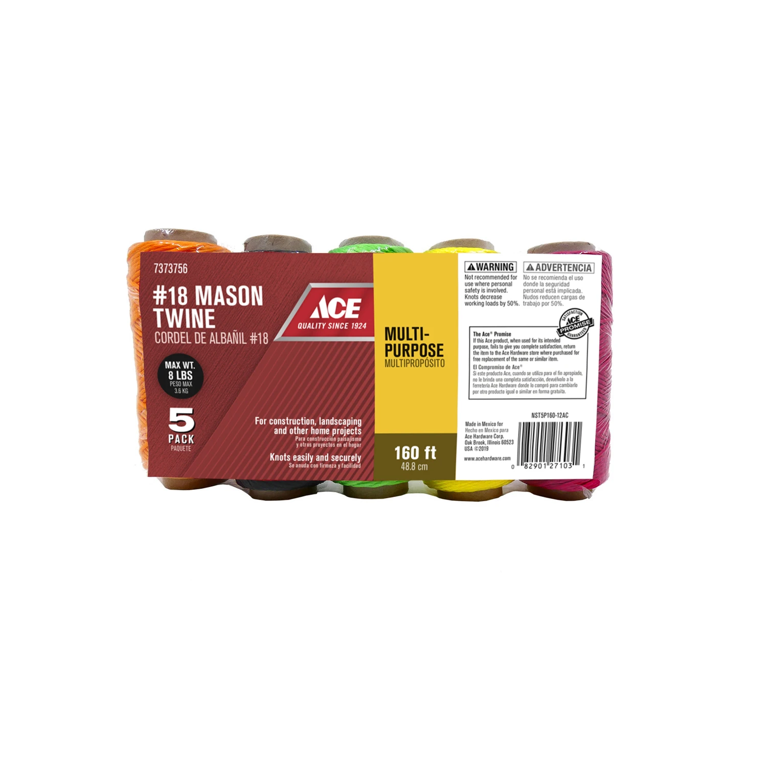 Ace 18 in. Dia. x 160 ft. L Assorted Twisted Nylon Twine