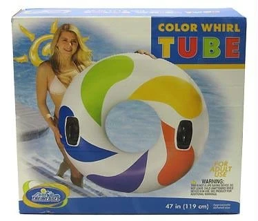 58202e Color Whirl Inflatable Swimming Pool Tube With Handles, 47-inch