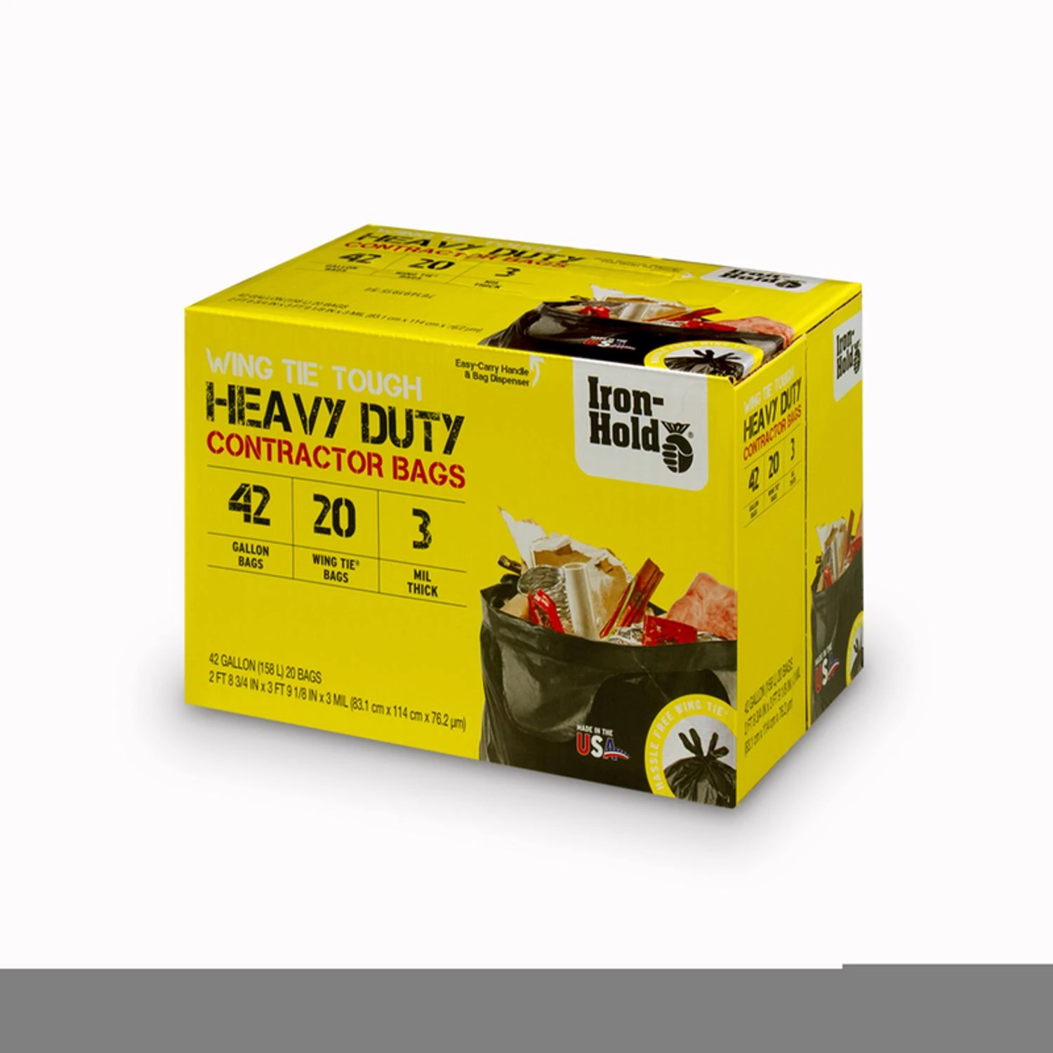Iron-Hold 42 gal No Scent Contractor Bags Wing Ties 20 pk