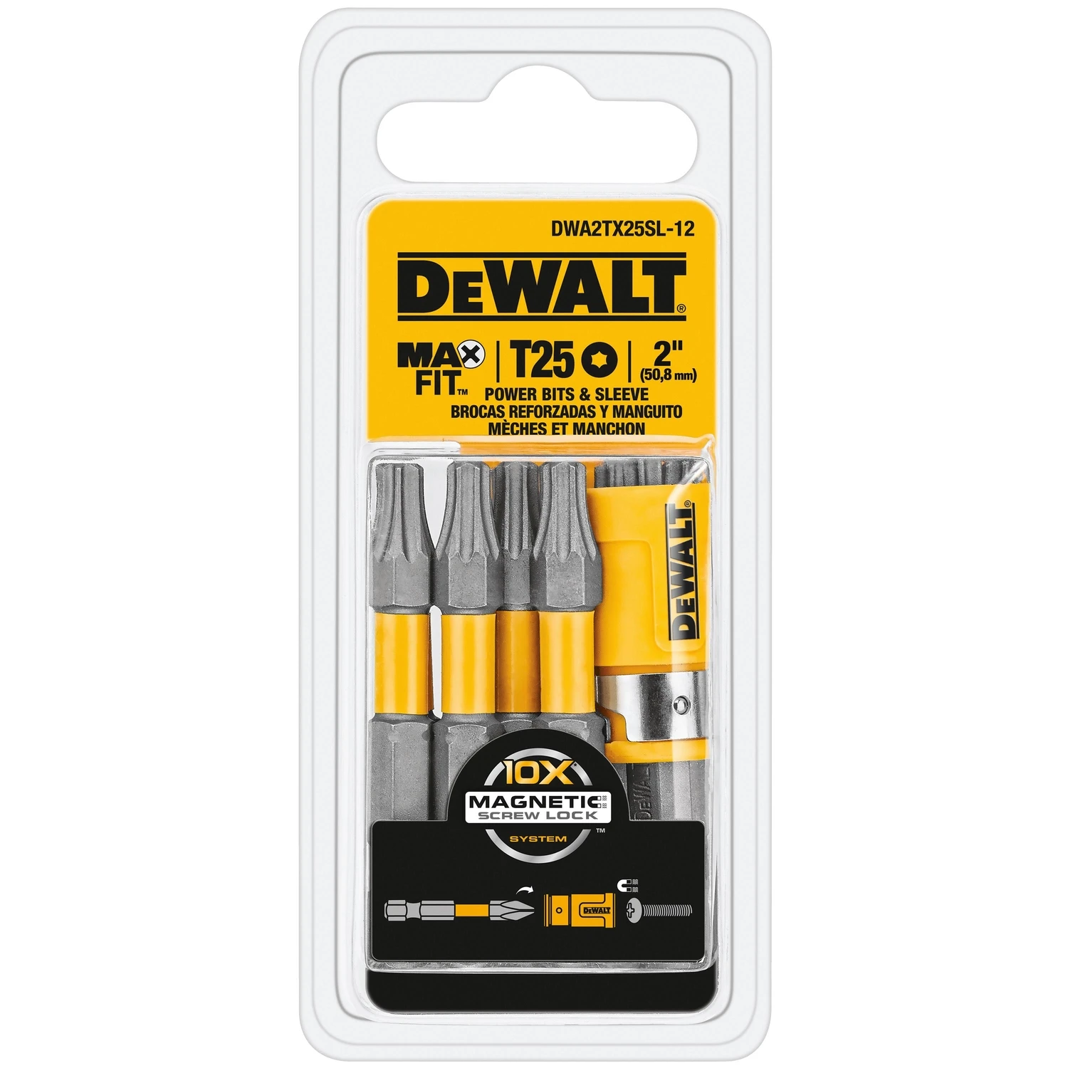 Max Fit Torx T25 X 2 In. L Power Bit And Sleeve Set S2 Tool Steel 12 Piece
