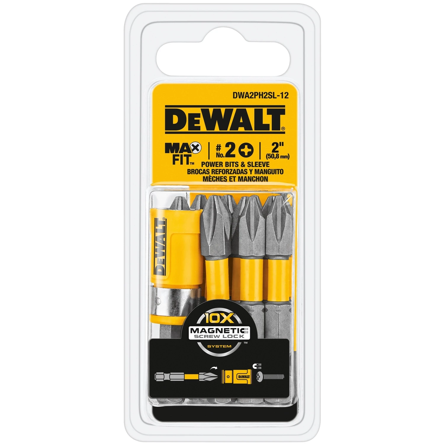 Max Fit Phillips #2 X 2 In. L Power Bit And Sleeve Set S2 Tool Steel 12 Pc