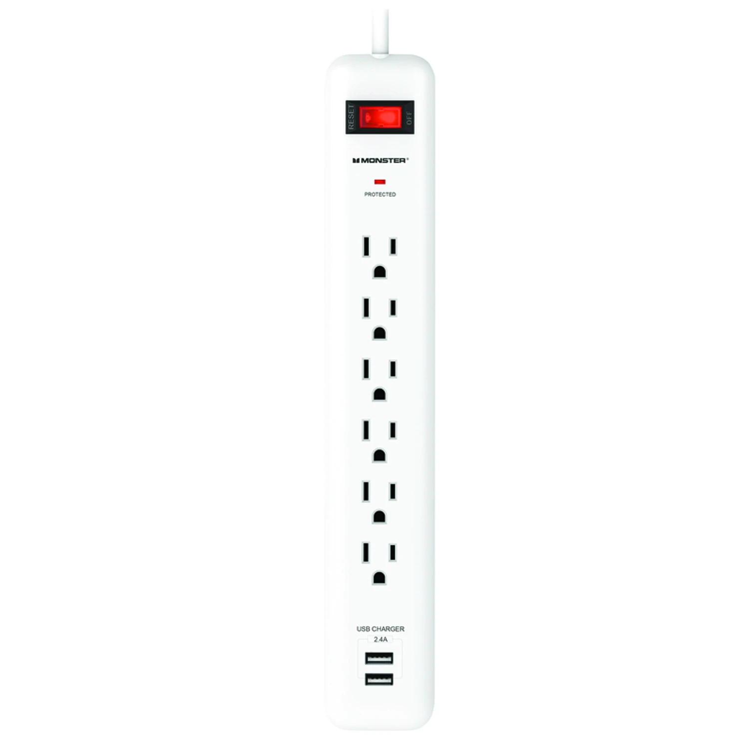 Just Power It Up 3 Ft. 6 Outlets Surge Protector With Usb White 1080 Joules