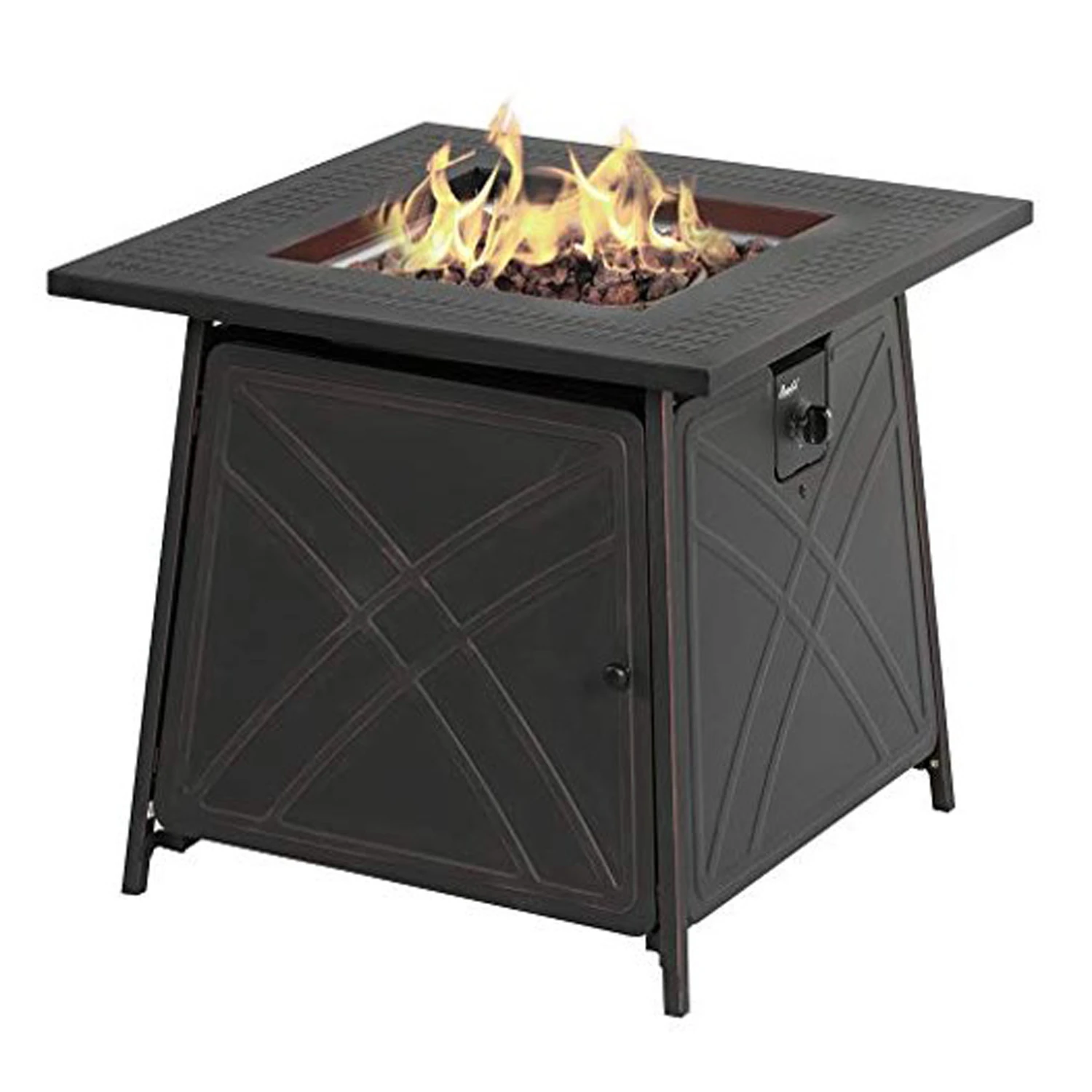 28 In. W Steel Square Propane Fire Pit With Electronic Ignition