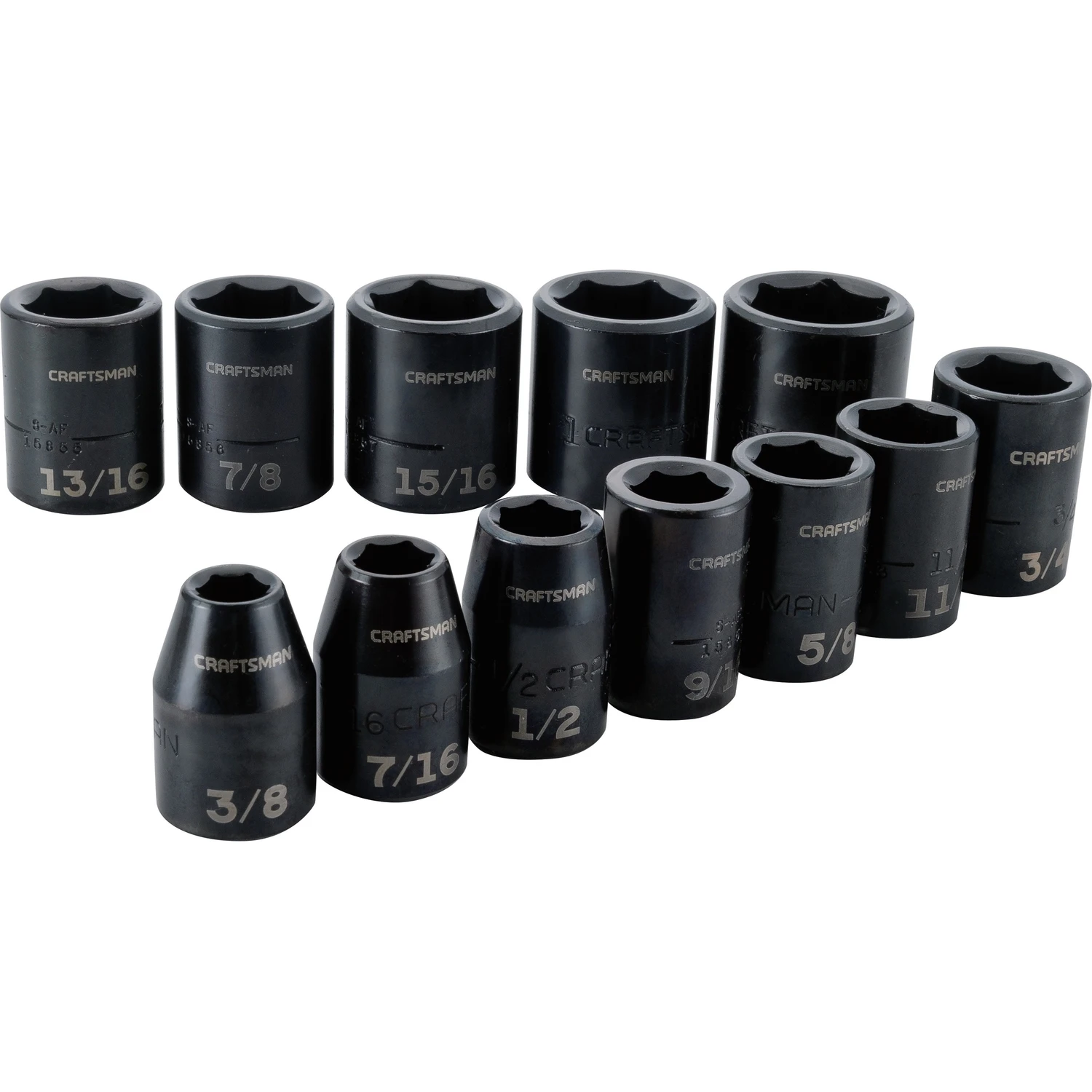 1/2 In. Drive Sae 6 Point Standard Impact Socket Set 12 Pieces