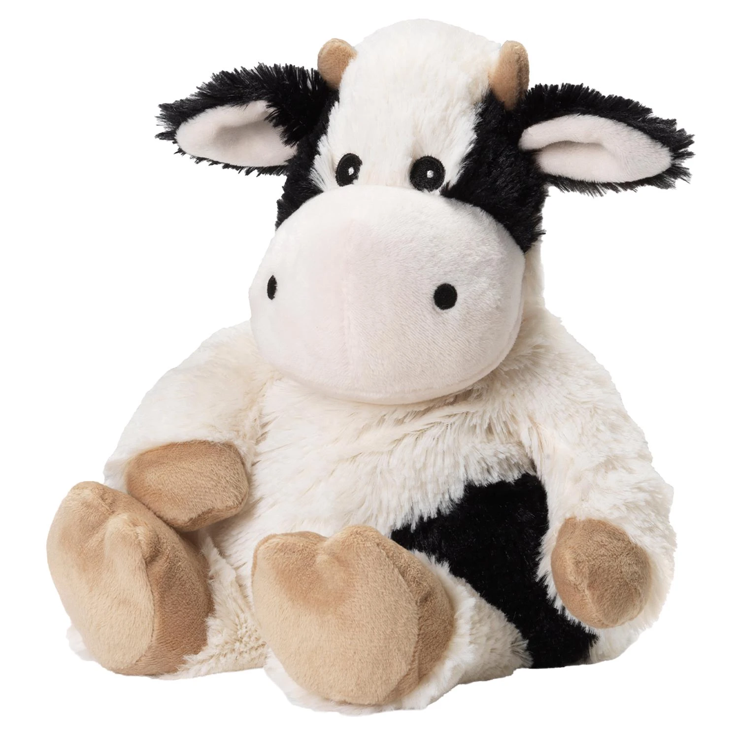 Heatable Plush Black And White Cow Stuffed Animal, 8.8" Length