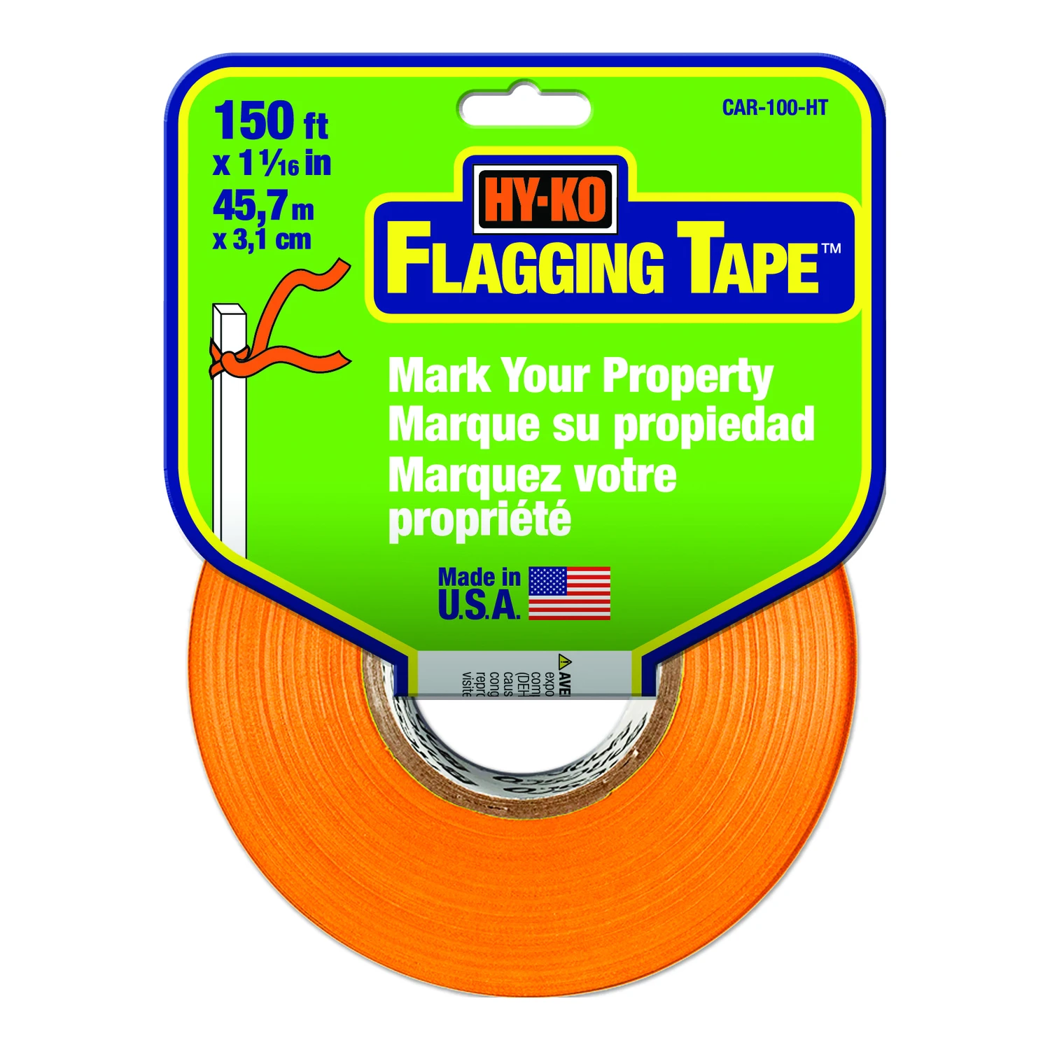 150 Ft L X 1.0625 In W Plastic Flagging Tape Orange, Pack Of 6