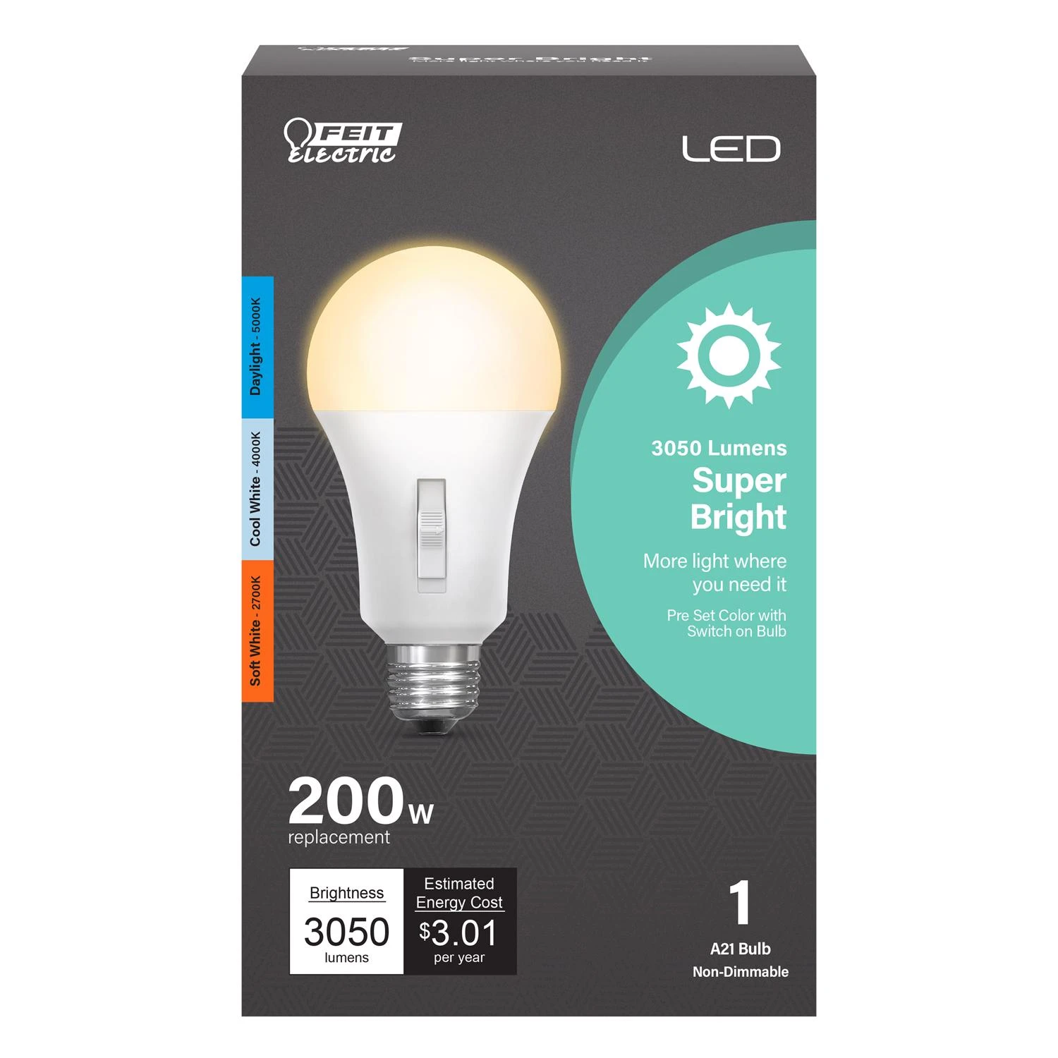 A21 E26 Led Bulb Tunable White/color Changing 200w Eq. 3050 Lumens 1 Pk