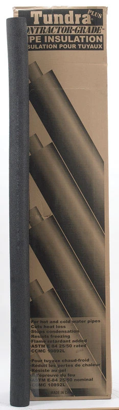 2 in x 6 ft Polyethylene Foam Pipe Insulation — Black, R-4.1, Fits Up to 2 in Pipes