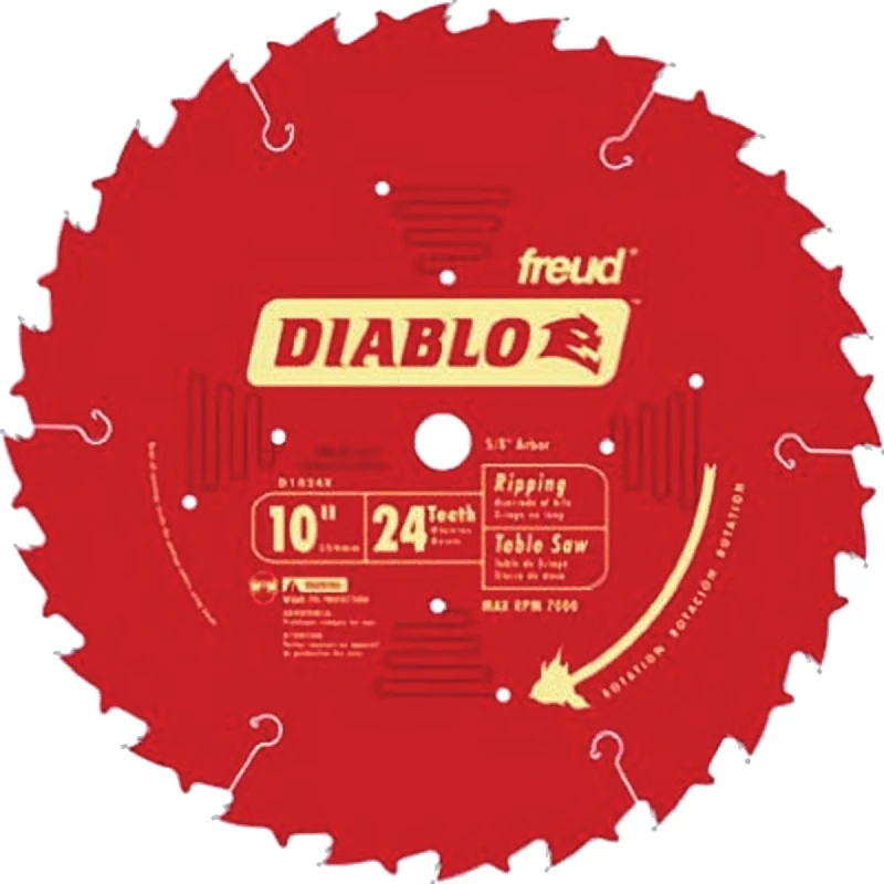 D1024x Diablo 10-inch 24-tooth Ripping Blade With 5/8-inch Arbor