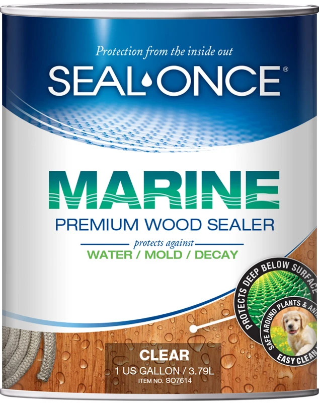 Seal-Once MARINE Flat Clear Water-Based Premium Wood Sealer 1 gal.