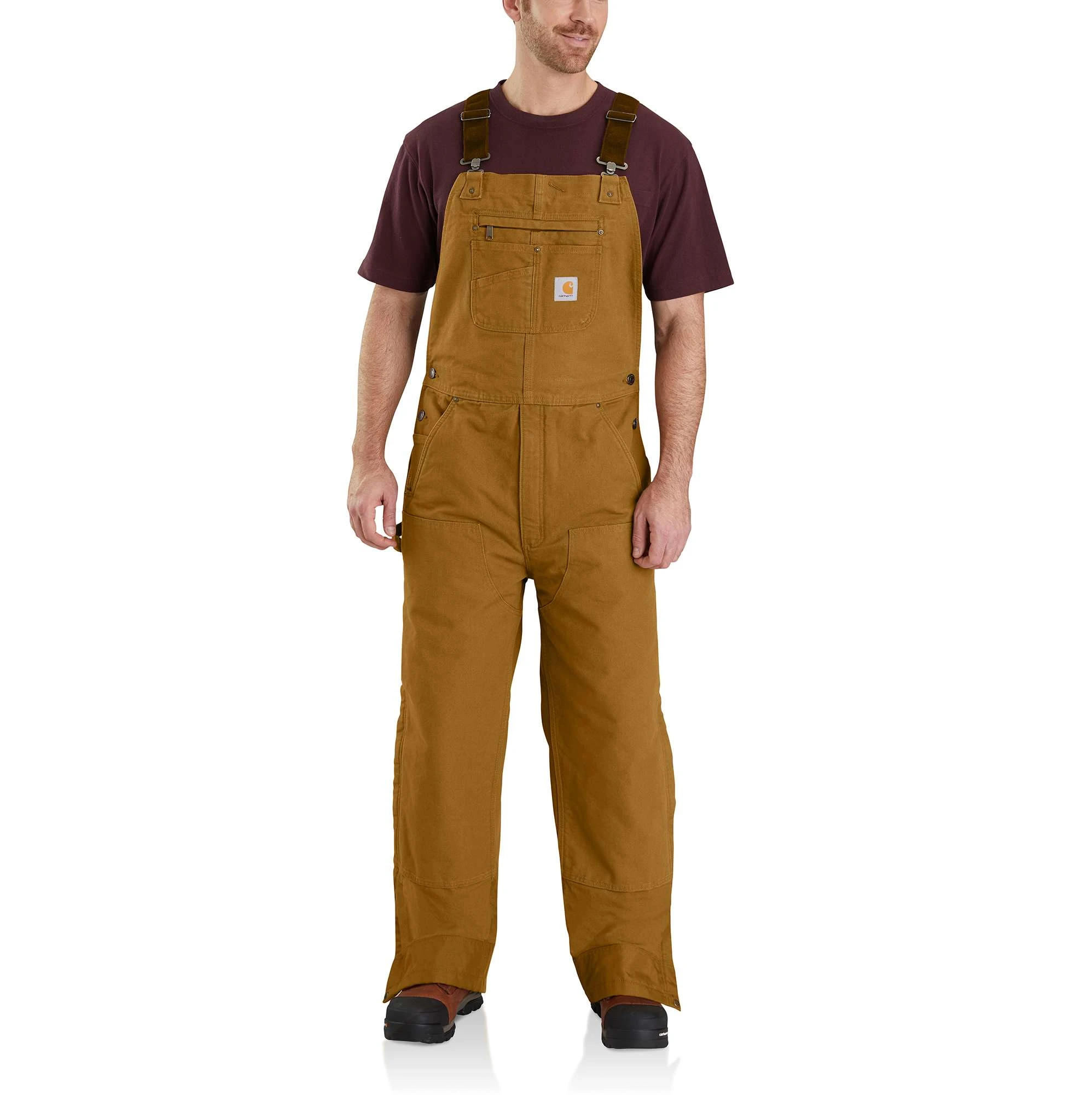Men's Large Loose Fit Washed Duck Insulated Bib Overall - 3m Thinsulate