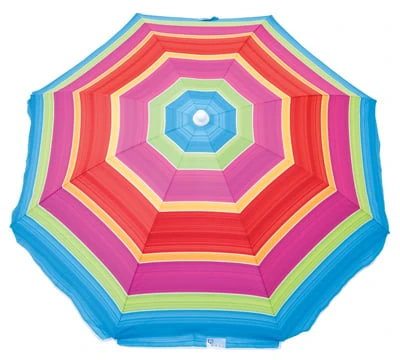 Beach Umbrella with Tilt, Sun-Blocking, Assorted Colors, 6 Ft.
