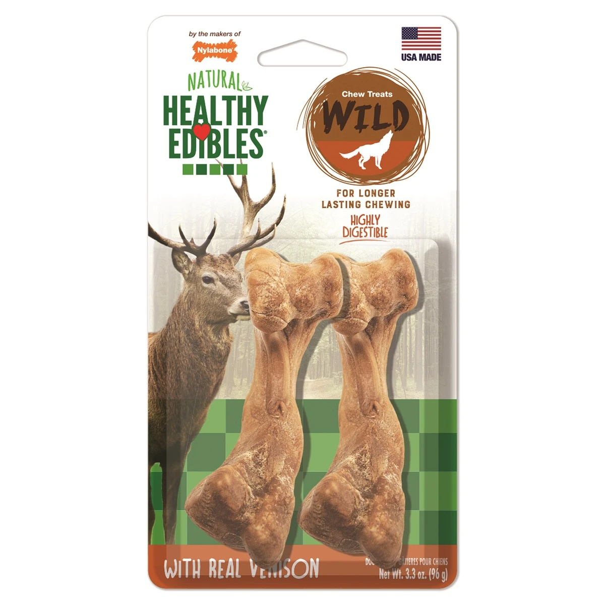 Nylabone Corp-Bones 491512 Healthy Edibles Wild Venison&#44; Medium