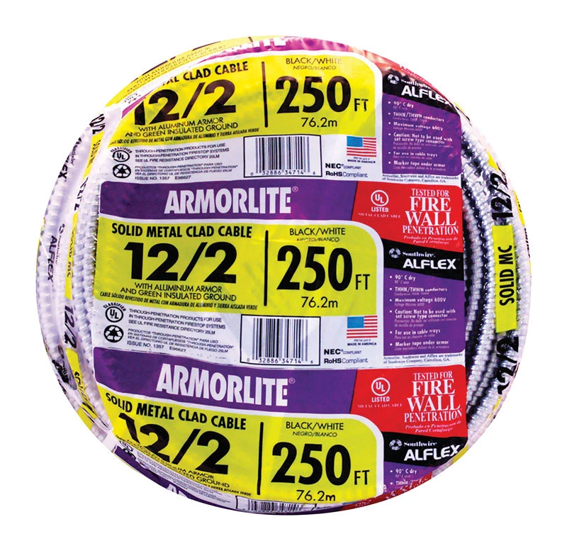 Armorlite 250 Ft. 12/2 Solid Thhn Metal Clad Cable - Ul Listed