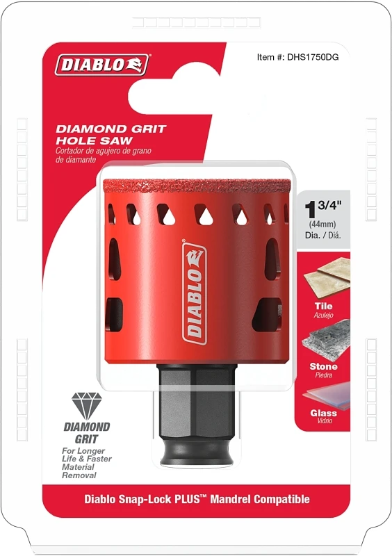 Diablo 1-3/4 in. Diamond Grit 5.52 in. L X 1/4 in. D Hole Saw