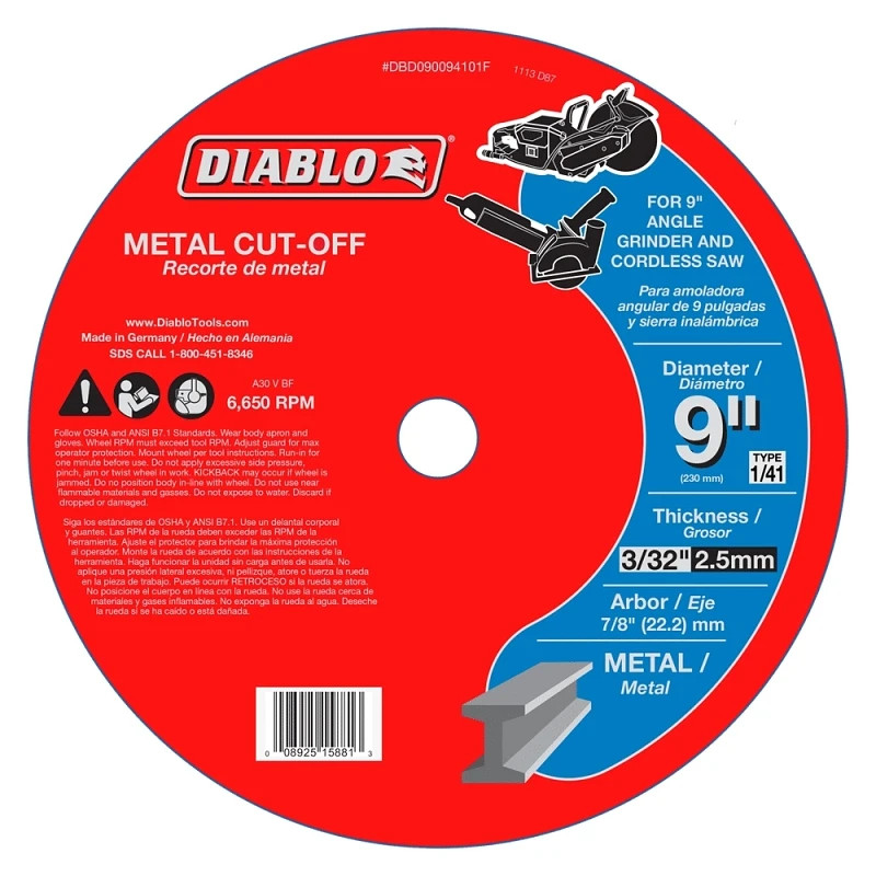 9 Inch Metal Cut-off Disc For Angle Grinders - Model Dbd090094101f