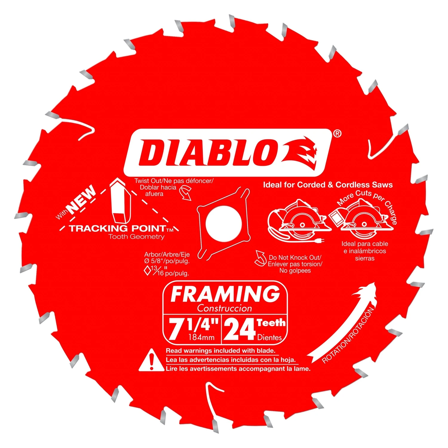 Diablo 7-1/4 In. 24-Tooth Framing Circular Saw Blade (3-Pack)