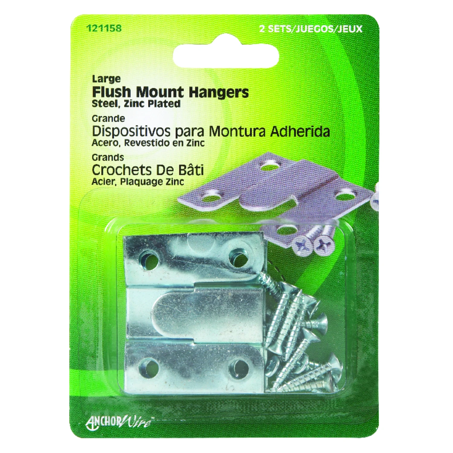 Picture Hanger, Flush Mount, 1-1/4 x 1-1/2-In., 2-Pk.