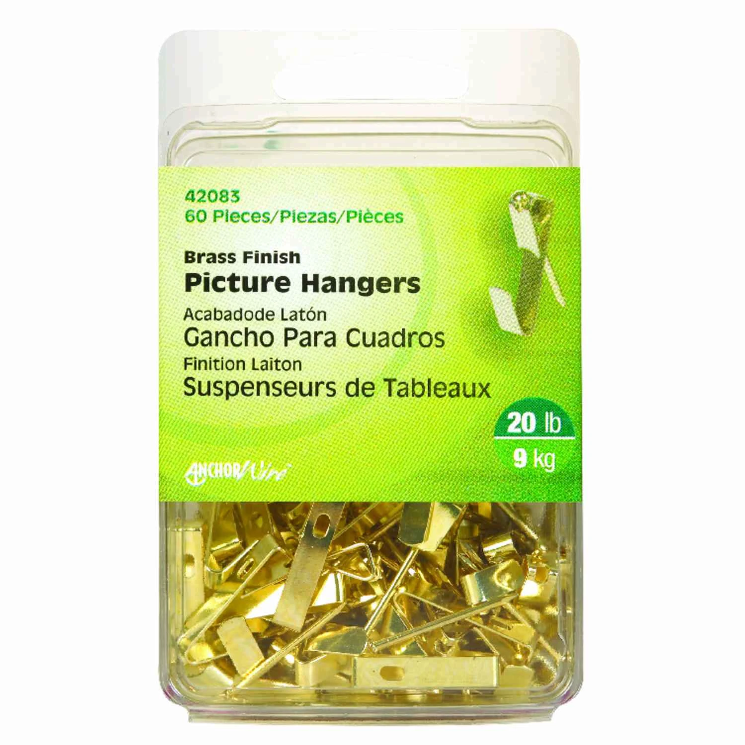 Hillman Brass-Plated Gold Conventional Picture Hanger 20 lb 50 pc Hillman Brass-Plated Gold Conventional Picture Hanger 20 lb 50 pc
