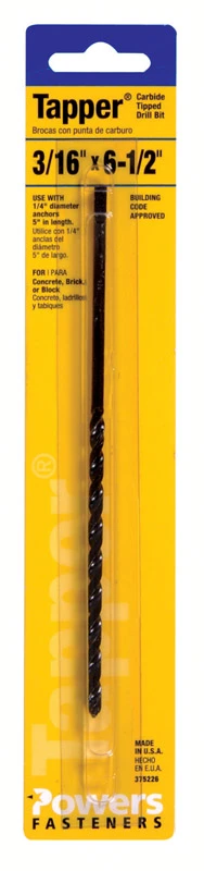 3/16 In. X 6-1/2 In. Carbide Tipped Tapcon Drill Bit