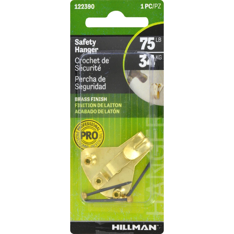 Hillman AnchorWire Brass-Plated Classic Picture Hanger 75 lb 1 pk Hillman AnchorWire Brass-Plated Classic Picture Hanger 75 lb 1 pk